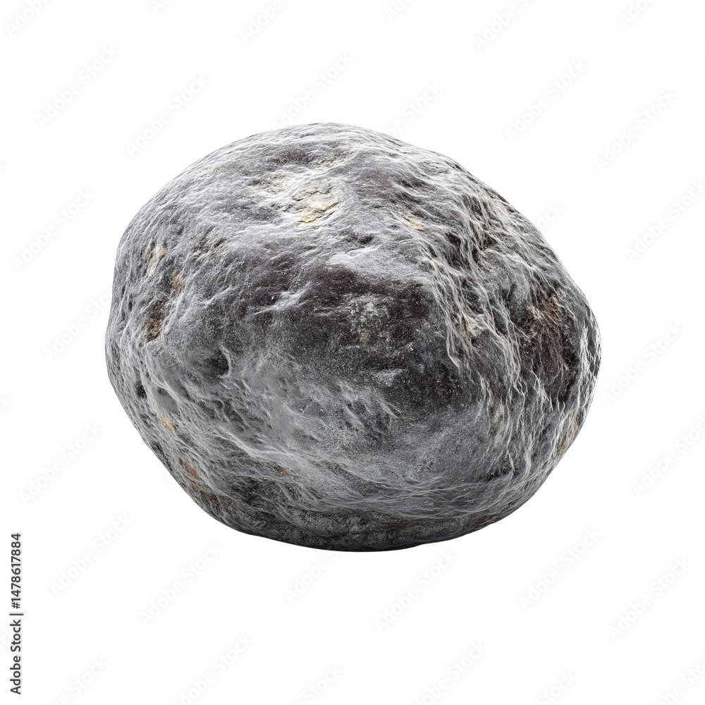 Fototapeta premium Single, Gray, Rough-Textured Stone on transparent background
