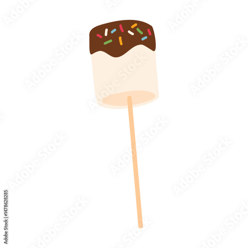 Scattered marshmallows with chocolate dipped