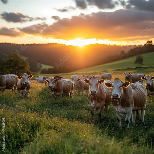 Cows grazing at sunset (1)