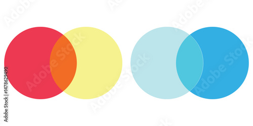 Venn Diagram Illustration For Scrapbook, Flyers, Posters, Web, Greeting Cards, Science, Data Information. Abstract flat background for business card and flyer template, vector illustration.