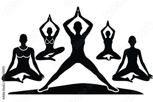 Black Silhouette Design for International Yoga Day Celebration