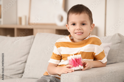 Cute little boy with cotton...