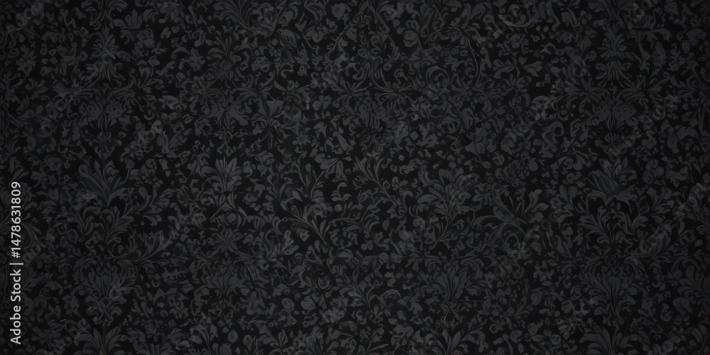 Fototapeta premium Intricate black damask wallpaper, seamless gothic floral vines , gothic, design