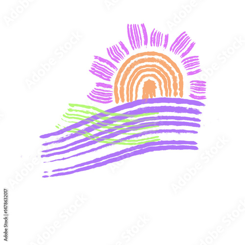 太陽と波をイメージしたおしゃれなイラスト