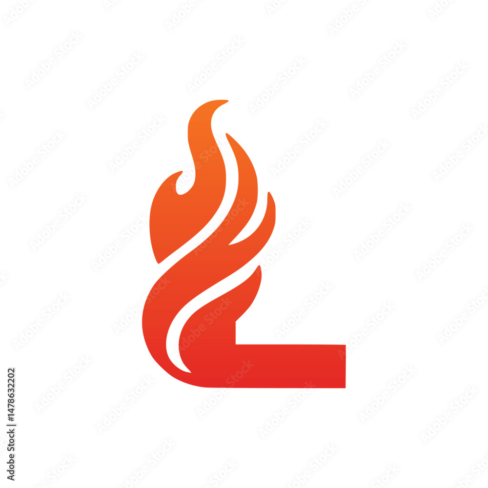 Obraz premium fire shaped letter L company logo vector illustration template design