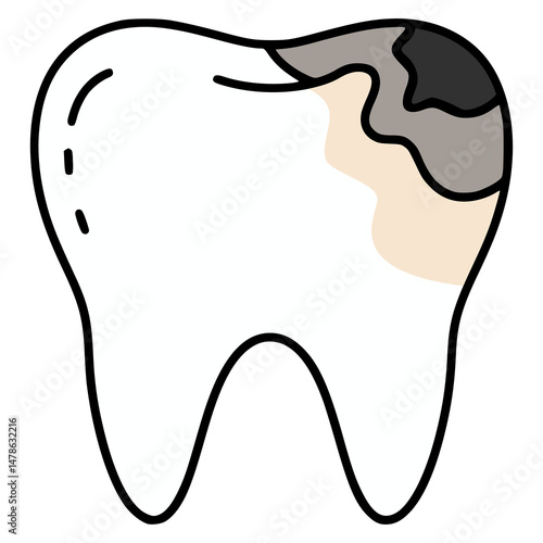 tooth caries decay pain flat color vector illustration template design