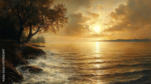 the warm, lyrical twilight of the lake