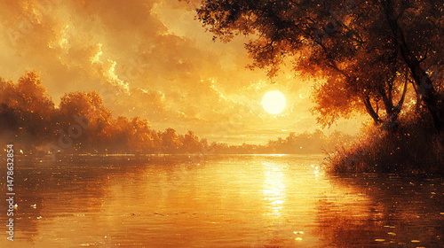 the warm, lyrical twilight of the lake