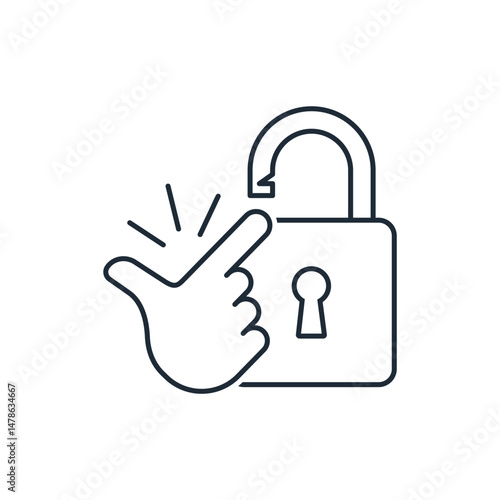 Easy, simple access. Comfortable, convenient service. Vector linear icon isolated on white background.