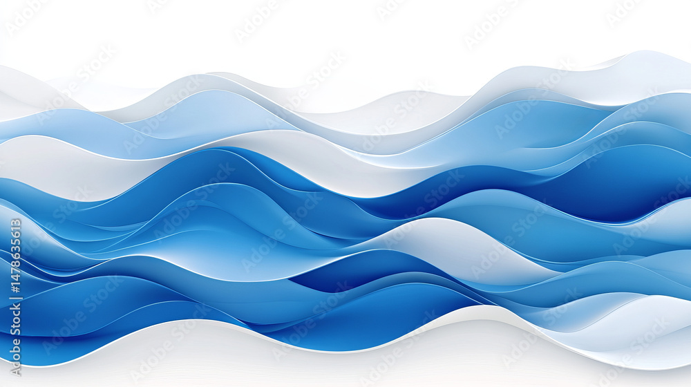 Fototapeta premium Abstract wavy blue and white graphic design