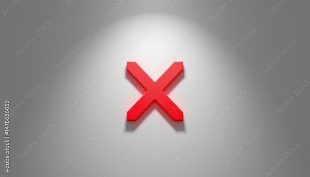 Obraz premium Creative art installation featuring bold red x symbol in minimalist gallery setting modern design perspective