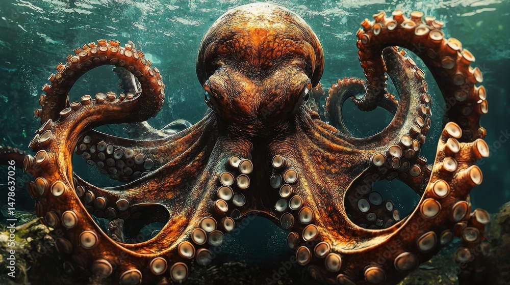 Fototapeta premium The Enchanting World of the Octopus: A Deep-Sea Marvel