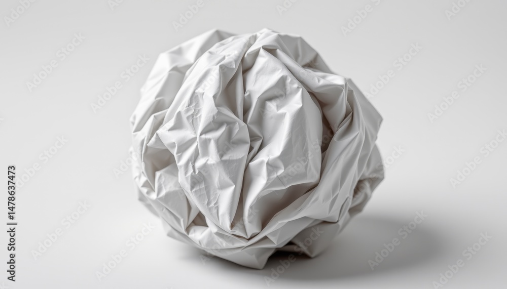 Fototapeta premium Crumpled paper ball art minimalist studio photography clean background close-up creative concepts