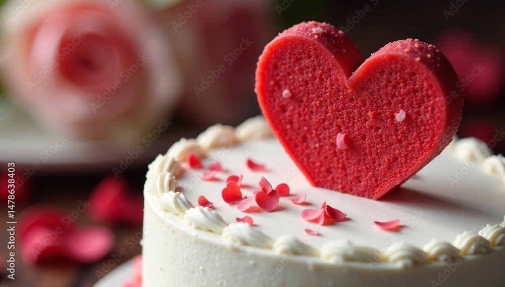 Close-up of a heart-shaped wedding cake topper, delicate details, romantic setting , anniversary, love Close-up of a heart-shaped wedding cake topper, delicate details, romantic setting , anniversary, love