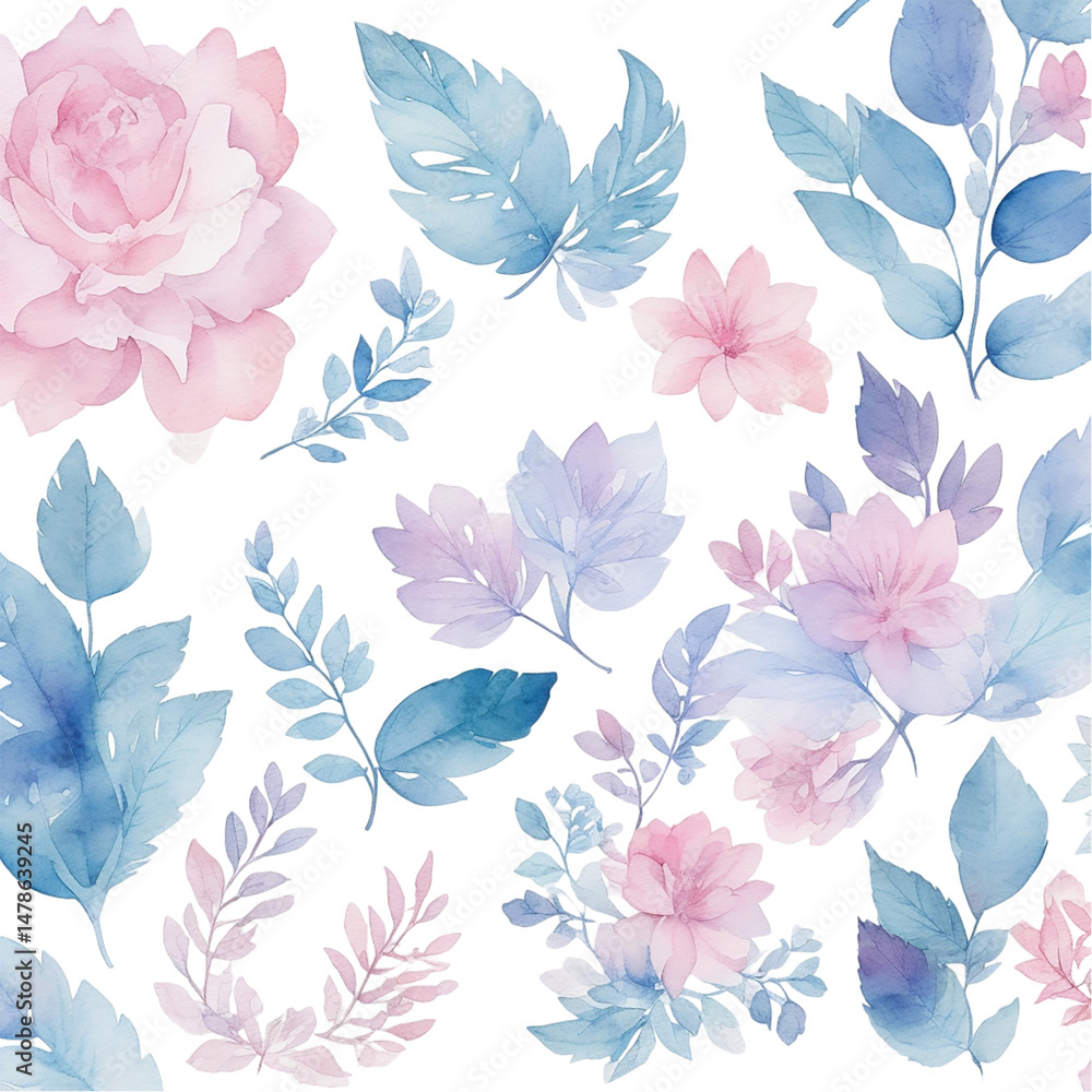 Fototapeta premium seamless floral flowers transparent background