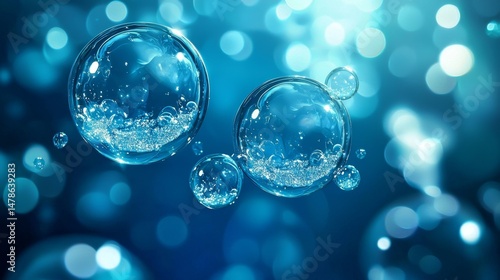 Wallpaper Mural Vibrant AI Illustration Featuring Blue Background with Bubbles Torontodigital.ca