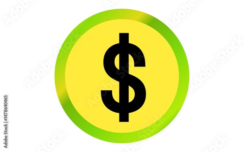 Illustration of a dollar coin with a white background