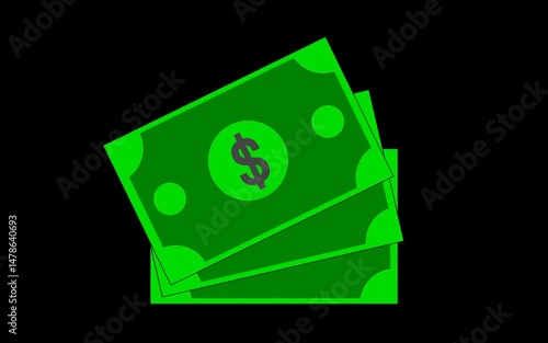 Three sheets of banknotes arranged against a black background