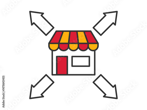 Market expansion icon. Marketing icon and symbol. Colored outline Icon. Simple flat vector icon.