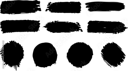 Black and white silhouette brush bundle on white background
