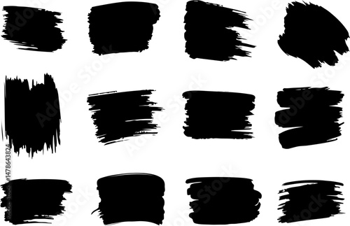 Black and white silhouette brush bundle on white background