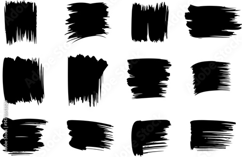 Black and white silhouette brush bundle on white background