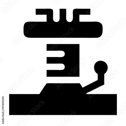Abstract Black Silhouette Icon of a Mechanical Device or Tool, Simple Design