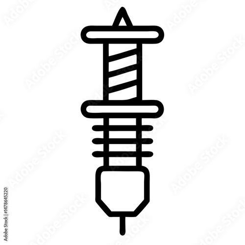 Line Icon of a Spiral Corkscrew, Simple Design for Wine Openers