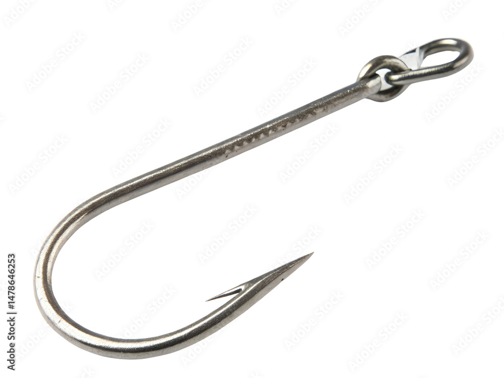 Close-Up of a Sharp Fishing Hook Isolated on transparent background cutout, PNG file, Cutout file Close-Up of a Sharp Fishing Hook Isolated on transparent background cutout, PNG file, Cutout file