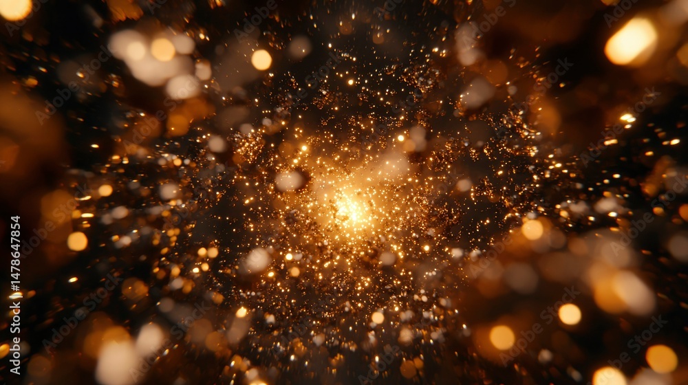 Naklejka premium Sparkling golden tunnel effect