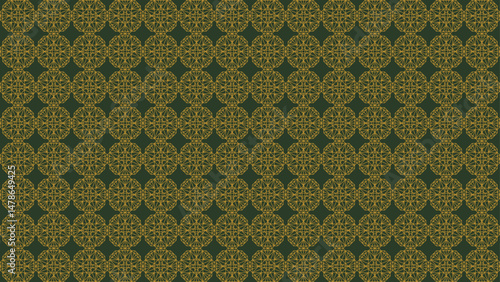 seamless pattern of line art diamond. Gold color diamond and green, for background, packaging, digital and print purpose