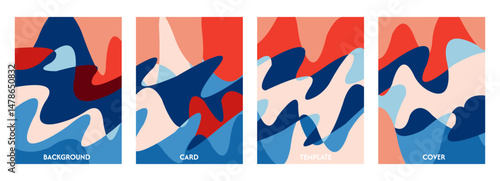 Minimalist pastel abstract wave background set. Light and dark combination. Cover design, poster, banner, web, card, greeting card, etc.
