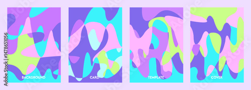 Minimalist pastel abstract wave background set. Light and dark combination. Cover design, poster, banner, web, card, greeting card, etc.