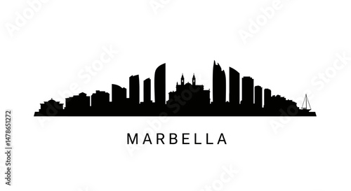 Marbella Skyline Silhouette Cityscape Spain.