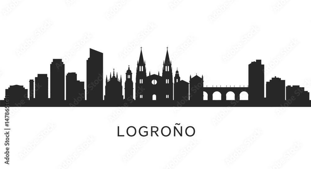Obraz premium Logrono Skyline Spain Landmark Silhouette.