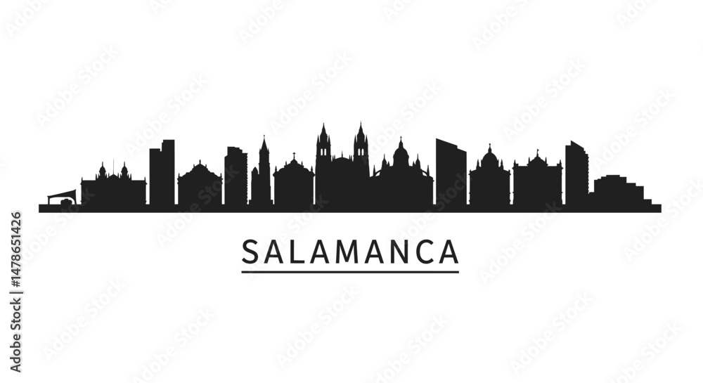 Naklejka premium Salamanca Spain Skyline Silhouette Minimalist.