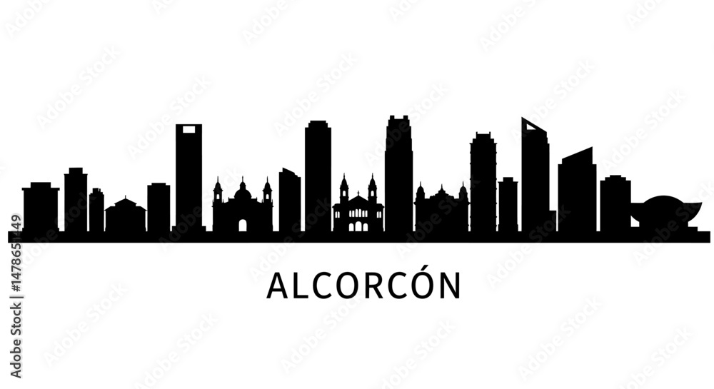 Alcorcon Spain Skyline Silhouette with Cityscape Vector. Alcorcon Spain Skyline Silhouette with Cityscape Vector.