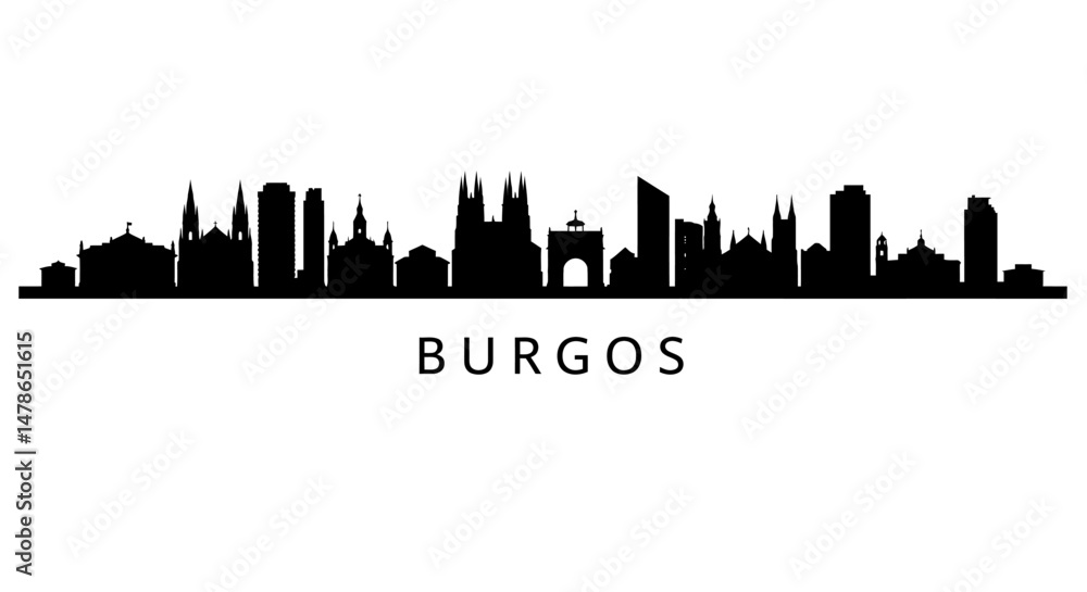 Naklejka premium Burgos Skyline Spain Silhouette Cityscape.