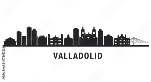 Valladolid Skyline Silhouette with Spain, and Cityscape.