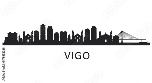 Vigo Spain skyline silhouette vector illustration.