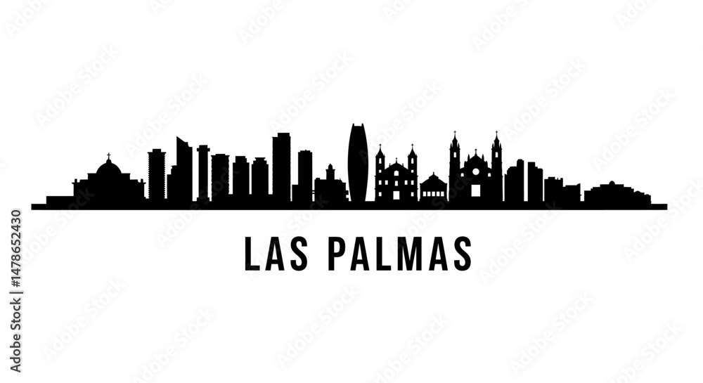 Fototapeta premium Las Palmas Skyline Black Vector Silhouette.