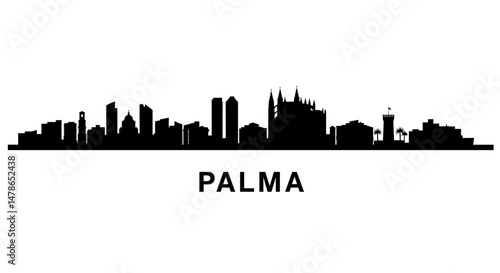 Palma Cityscape Silhouette Vector with Spain Skyline.