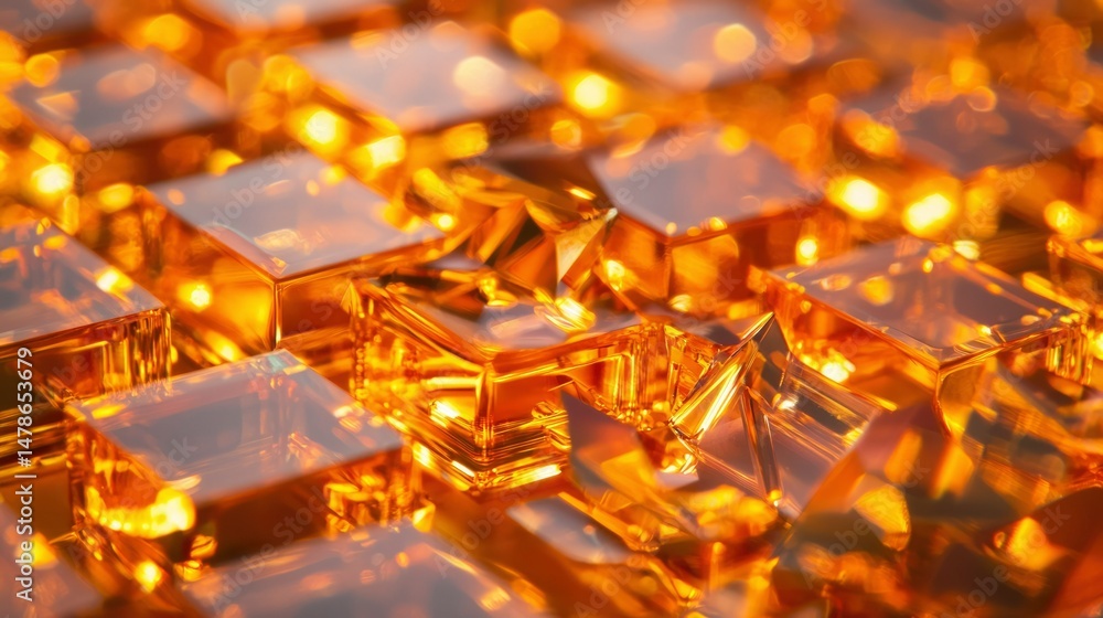 Golden, glowing cube pattern Golden, glowing cube pattern