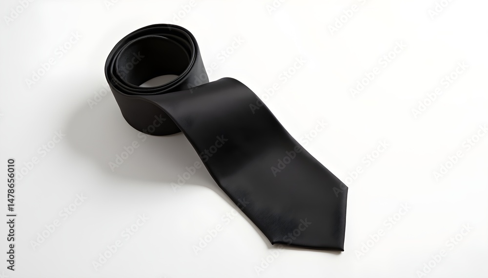 A black necktie on a plain white background. A black necktie on a plain white background.