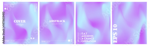 Collection of abstract blue purple wave backgrounds. Light and dark combination. Cover design, poster, banner, web, card, greeting card, etc.