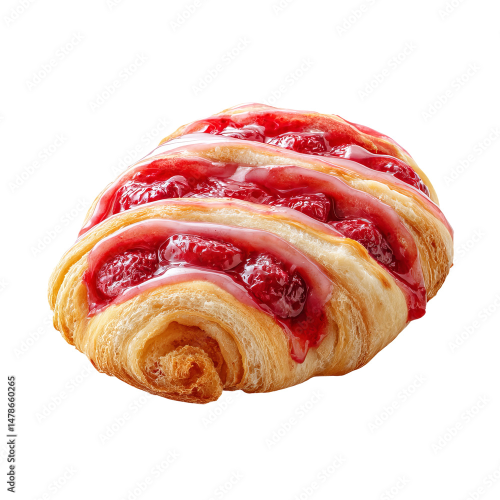 Fototapeta premium A delicious raspberry pastry with icing swirls