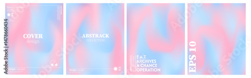 Collection of abstract wave backgrounds in pastel minimalist colors. Light and dark combination. Cover design, poster, banner, web, card, greeting card, etc.