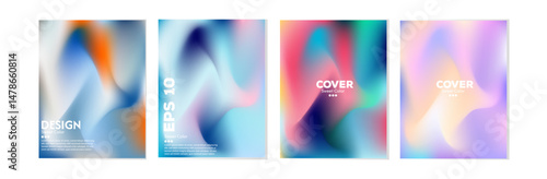 Collection of colorful abstract wave backgrounds. Light and dark combination. Cover design, poster, banner, web, card, greeting card, etc.