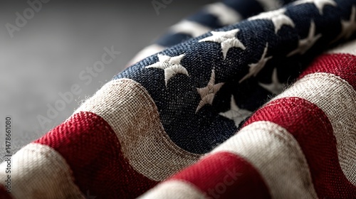 Close-up of a beautifully folded american flag displayed on a white surface evoking patriotism and national pride