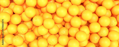 Foto Close-up view of a multitude of matte yellow spheres forming a vibrant and abstr